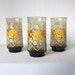 Vintage Glass Set * 70s Geometric Rose Glassware * 1970s Drinking Glasses * Set of 3