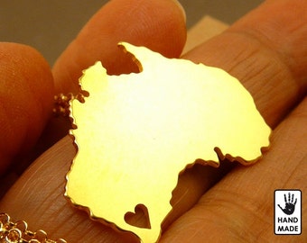 BIG AUSTRALIA Map Handmade Personalized Goldplated Sterling Silver .925 Necklace in a gift box