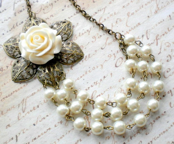 Pearl Statement Necklace Ivory Bridal Necklace Ivory Wedding