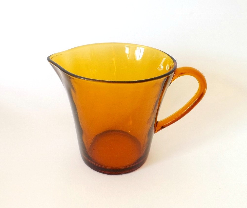 Vintage Pyrex Glass Pitcher Milk Jug Amber Colored By Doin On Etsy