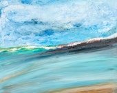 Ready to hang painting of a wave at an island break. Ocean Painting. Tropical Painting. Fine Art by award winning Schad Studio