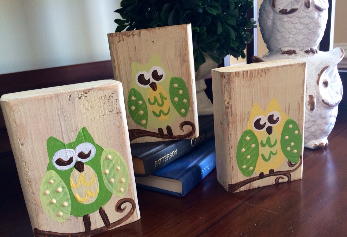 Hand Painted Wooden Blocks Distressed Wooden by MelanieLupien