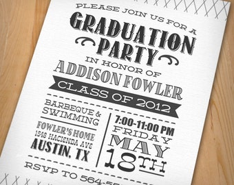 80's BRIGHT SHADES Graduation Party Printable Invitation