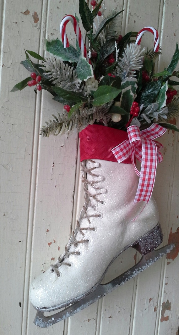 Decorated Ice Skate Christmas Decor Ice skate Wreath
