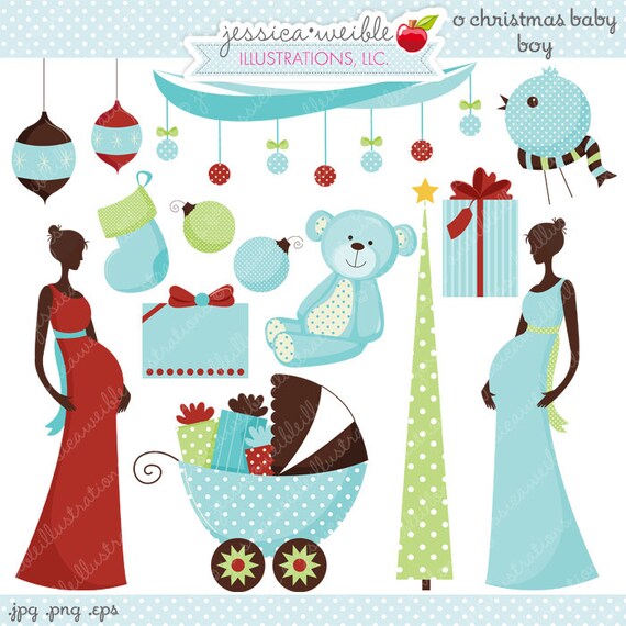 O Christmas Baby Boy Cute Digital Clipart - Commercial Use OK - Christmas Clipart, Christmas Graphics, Christmas Baby Il_570xn