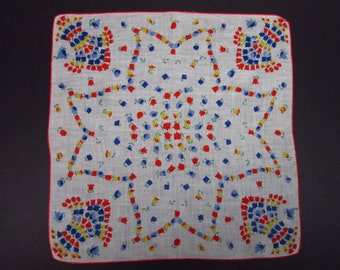 Vintage Handkerchief Colored Floral (vh156)