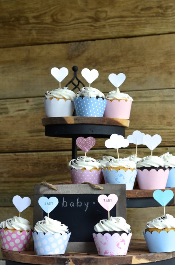 Baby Shower Cupcake Wrappers choose your color