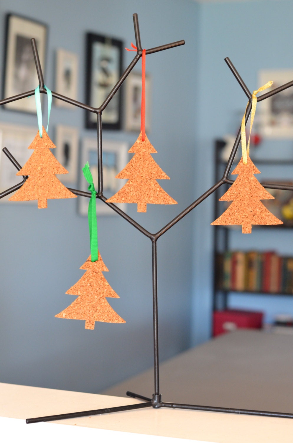 Christmas Tree Cork Coaster set of 4 by ThePathLessTraveled