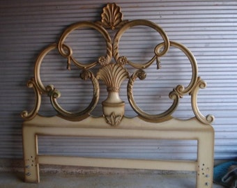 Vintage Queen Size French Headboard w Carved Shell Top Local Pickup Only
