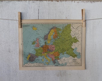 Vintage 1949 Map of Europe, Vintage Hammond's Atlas Page