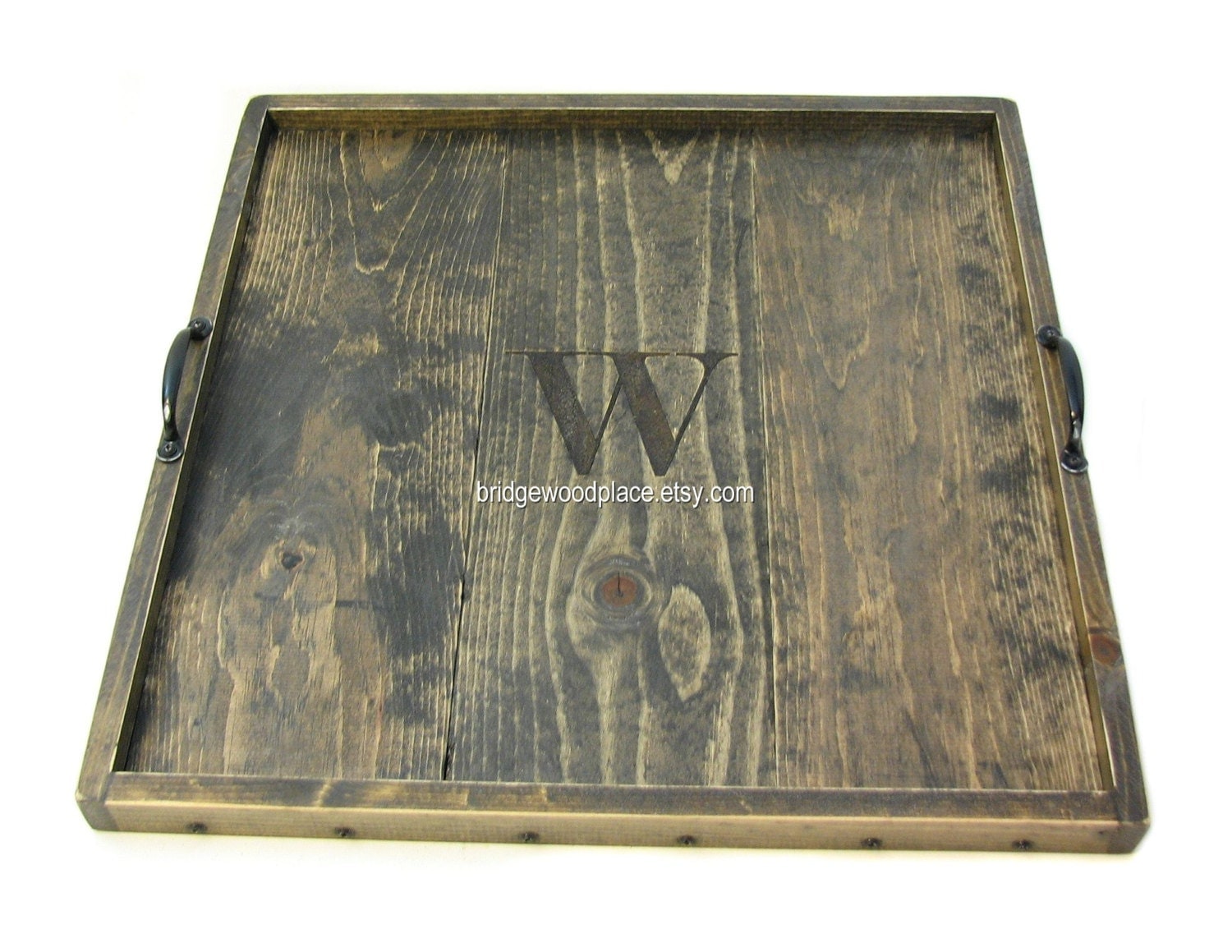 Monogrammed Ottoman Tray Large Wooden Coffee by BridgewoodPlace