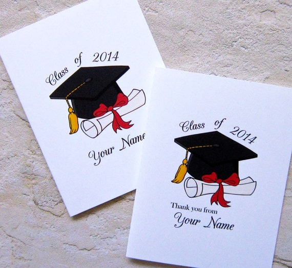 Graduation Thank You Note Cards Personalized with by sferradesigns