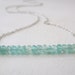 Blue Apatite Rondelle Stick Necklace - Natural Light Blue Stone Pendant Necklace Delicate Silver Chain