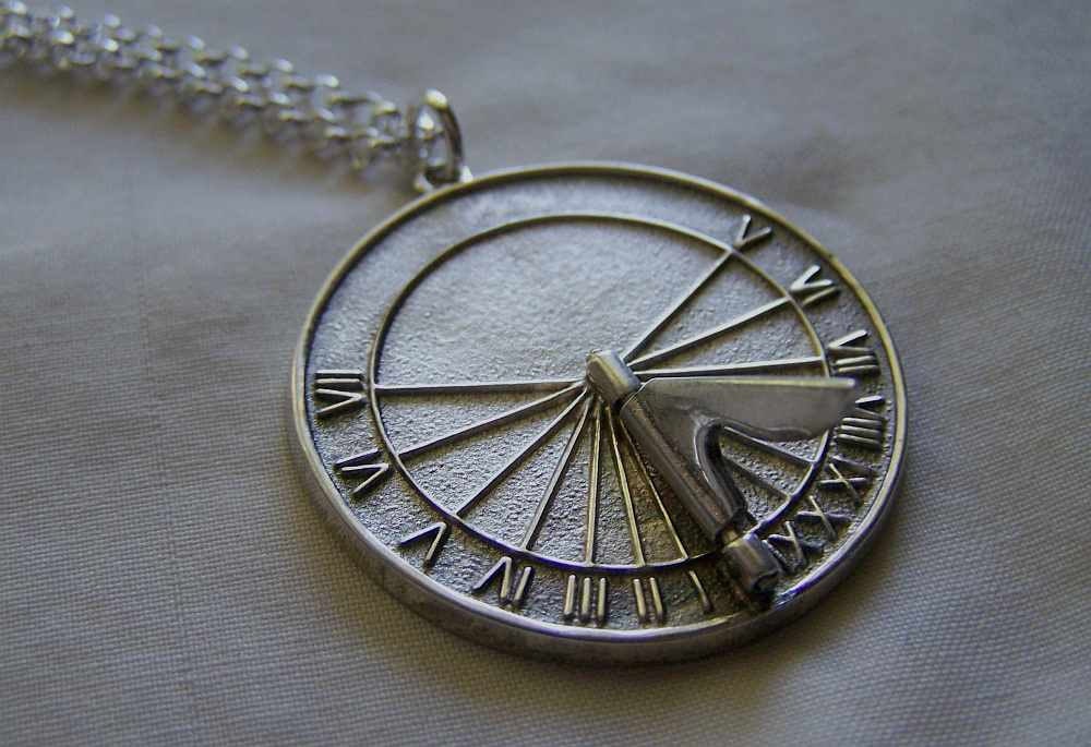 Vintage Sterling Silver Sundial Pendant by mymysticgems on Etsy