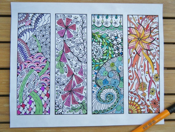 Bookmarks to Color Adult Coloring Page Instant Download