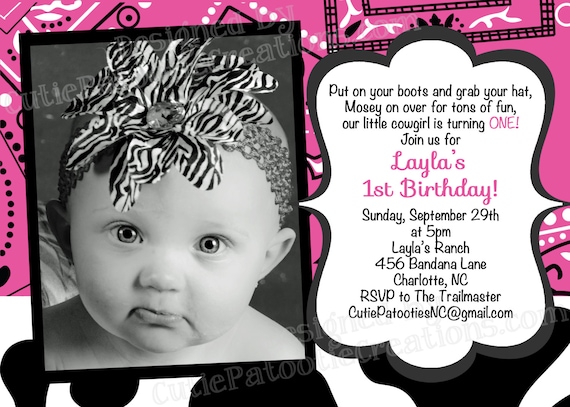 Cowgirl Birthday Invitation, Western Party Invitations, Printable or Printed Il_570xn