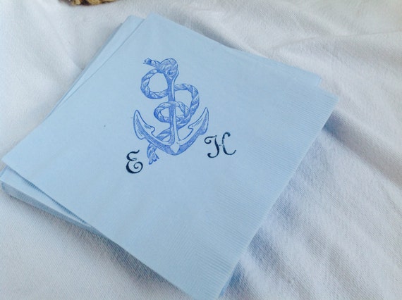 Personalized Nautical Paper Napkins Monogrammed Set of 50