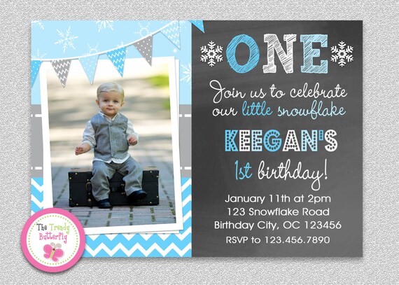 Snowflake Winter Birthday Invitation Winter Birthday Invitation Boys or Girls Printable Il_570xn
