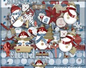 Sale Frozen Friends Christmas Digital Paper Digital Scrapbook Kit Christmas Clipart Christmas Cards Snowman Clip Art Candy Craft Supplies Il_170x135