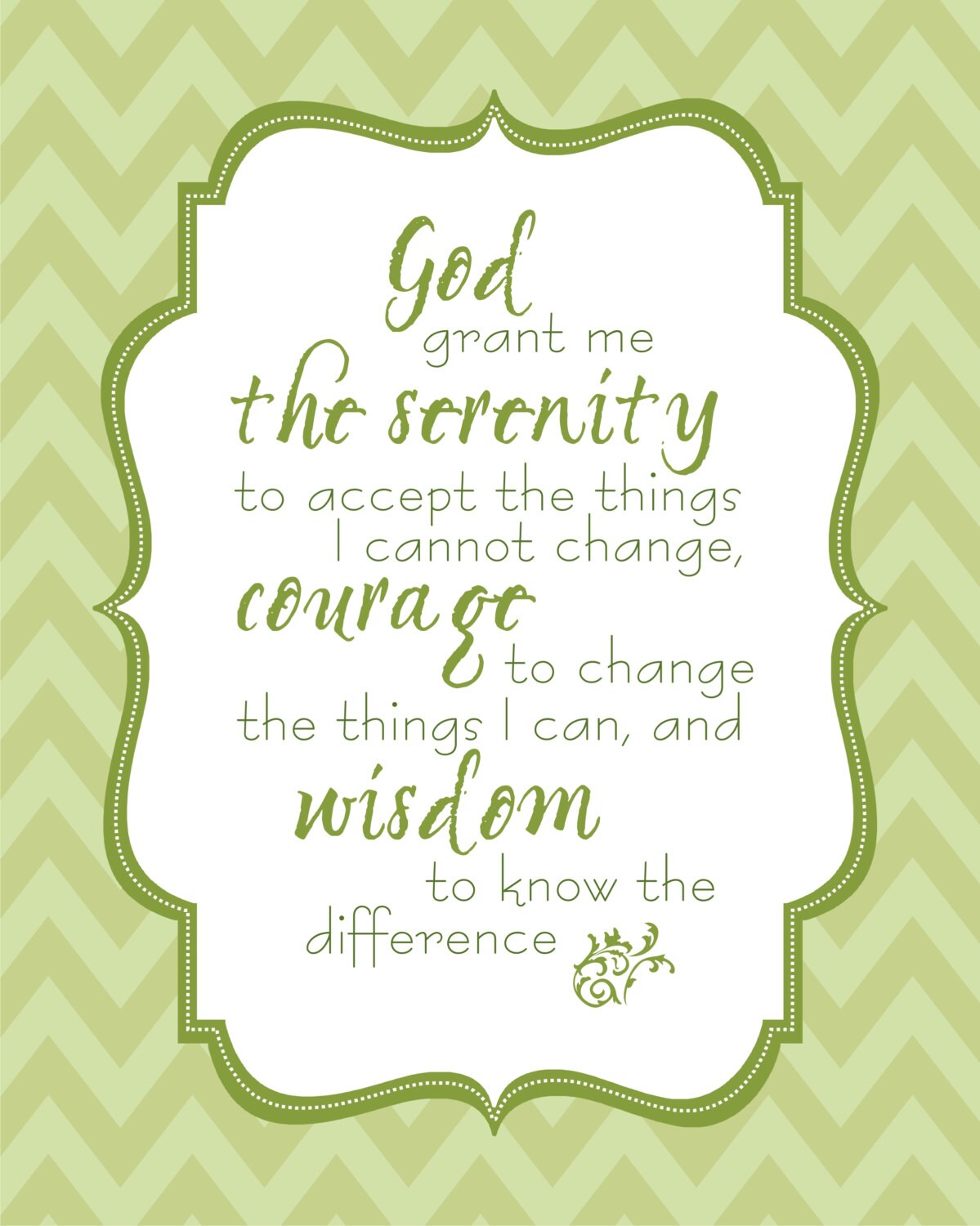 serenity prayer wall art printable chevron 8x10 instant