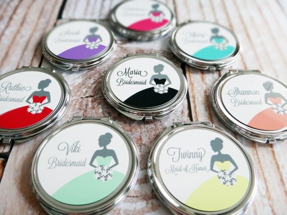 ON SALE Personalized Bridesmaid Gift - Compact Mirror - Bridesmaids ...