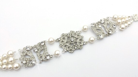 Wedding Rhinestone Bracelet Vintage Inspired by OliniBridalJewelry