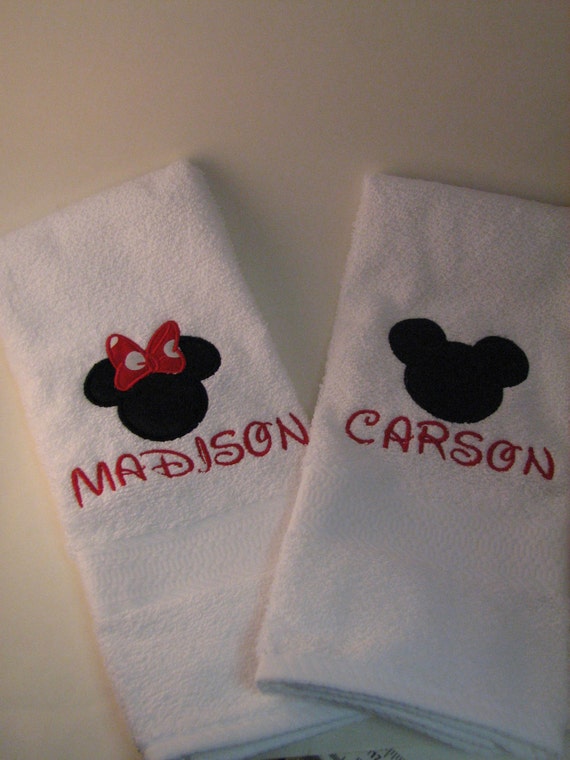 Disney Towels Minnie and Mickey Mouse by embroideryboutique1