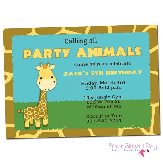 PRINTABLE Giraffe Party Invitations (Boy or Girl) #531 Il_570xn