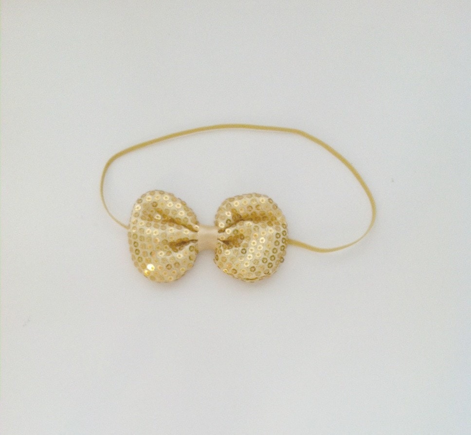 Gold Bow Headband Gold Baby Headband Gold Sequin by luxieblooms