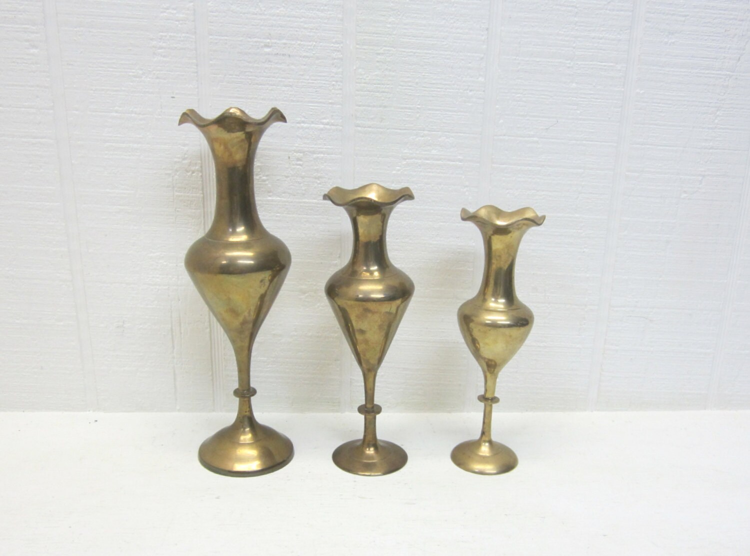 Vintage Brass Bud Vase Lot Of 3 by thejunkman on Etsy