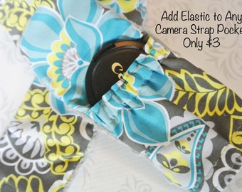 ADD Elastic to Camera Strap Pocket - 72 or 80mm Lens Caps