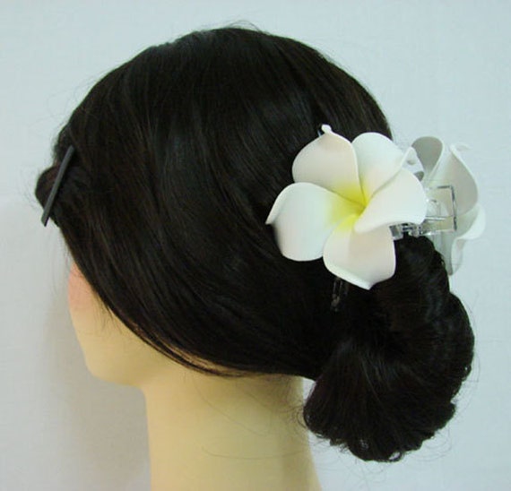 Hawaiian Plumeria Foam Flower Hair Claw Pick by