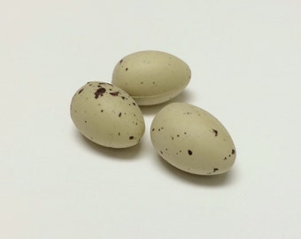 Artificial Bird Eggs - 3 Faux Bird Eggs in Beige With Brown Speckles - Artificial Eggs