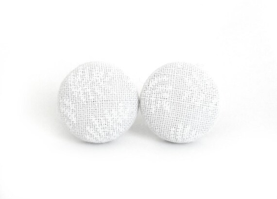 White stud earrings  winter button earrings  by KooKooCraft