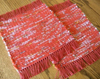 Handwoven Hot Pad, Rag Rug Pot Holder, Handwoven Pot Holder, Rag Rug Trivet, Red Hot Pad, Hot Pad, Hot Pad, Hand Loomed Pot Holder