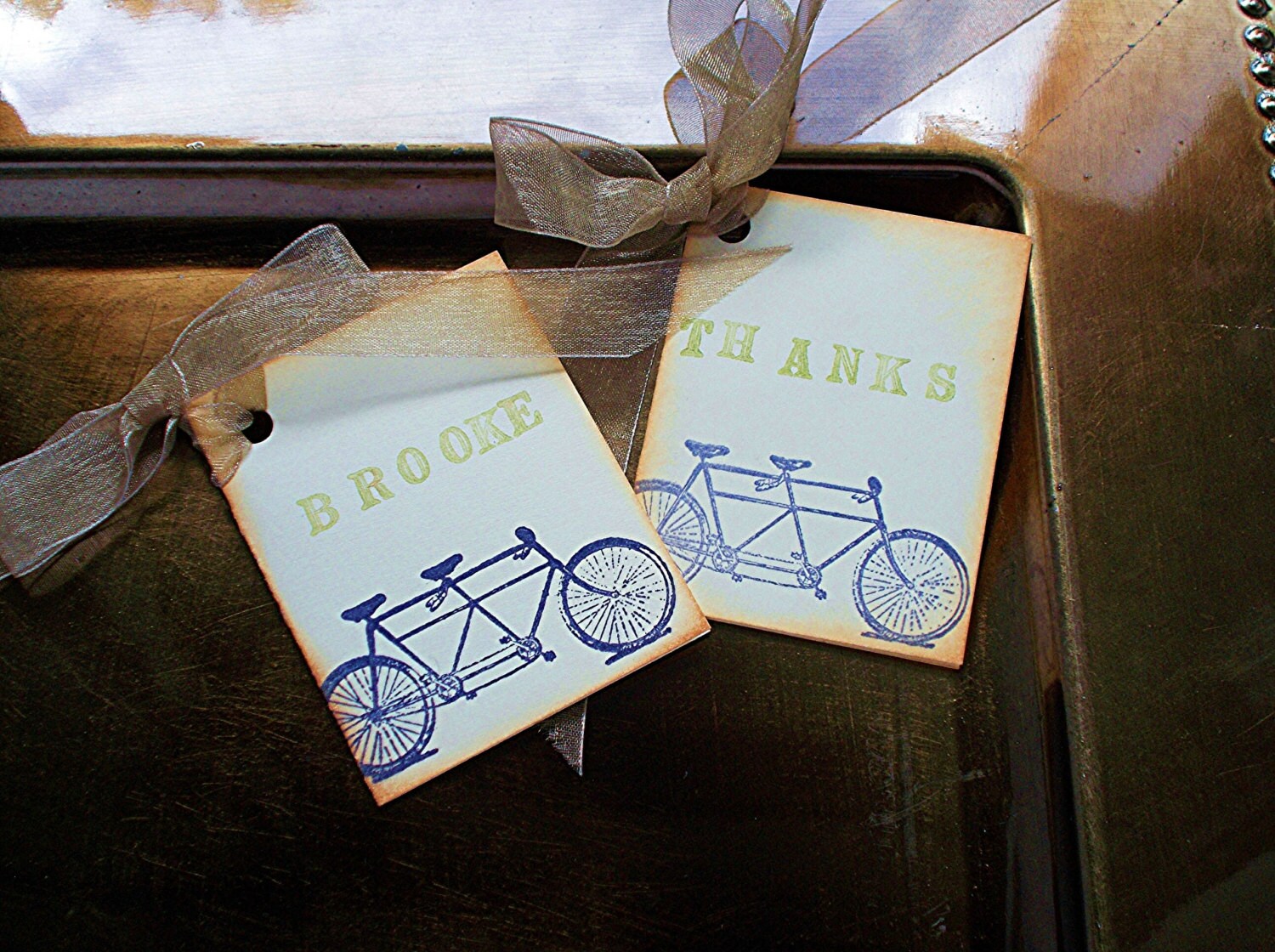 Tandem Bicycle Wedding Gift Tags (SAMPLE No. 052.1) OnePaperHeart