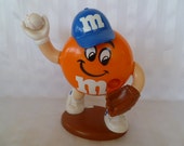 M & M Orange Baseball Player Dispenser Helmet Advertising