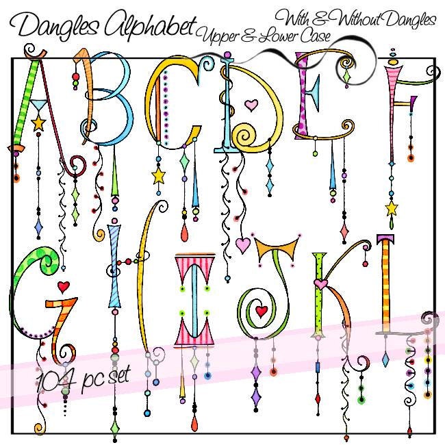 dangles alphabet upper lower case personal and limited