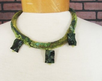 Felted Merino wool necklace OOAK , gift under 40 USD