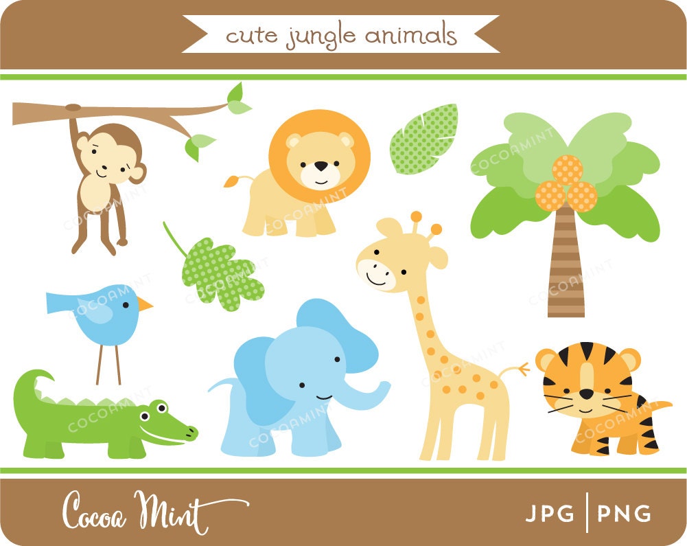 safari jungle animals cute digital clipart - photo #10