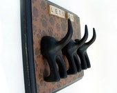 Dog Tail Leash Holder - Triple Paw Paws - Optional Letter Tiles