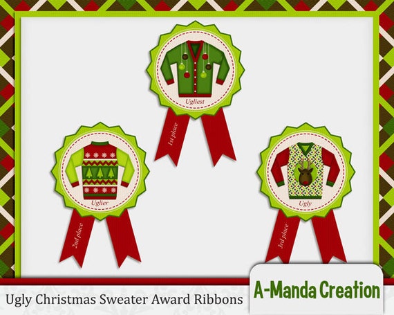 items-similar-to-ugly-christmas-sweater-party-awards-ribbons-1st-2nd-and-3rd-place-on-etsy