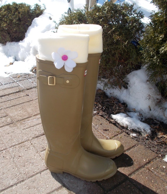 Fleece Rain Boot Liners Solid WHITE with your choice of