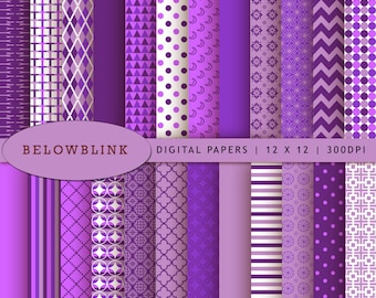 Purple Digital Paper Pack, Scrapbook Papers, 24 jpg files 12 x 12 - Instant Download - DP126