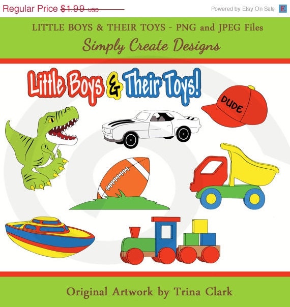 Boys Toys Clipart Dinosaurs Football Commercial Personal Use Il_570xn