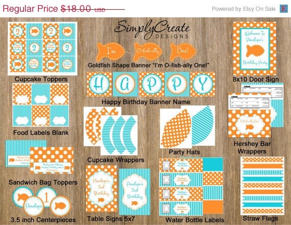 SALE Goldfish Party Package Printable DIGITAL Party Il_570xn