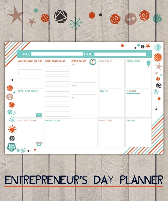 Printable Entrepreneurs Planner Daily Business Organiser