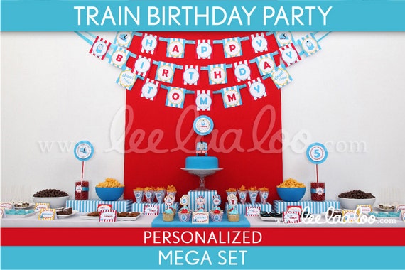 Train Birthday Party Package Collection Set Mega Personalized Printable // Choo Choo Train - B4Pz2 Il_570xn