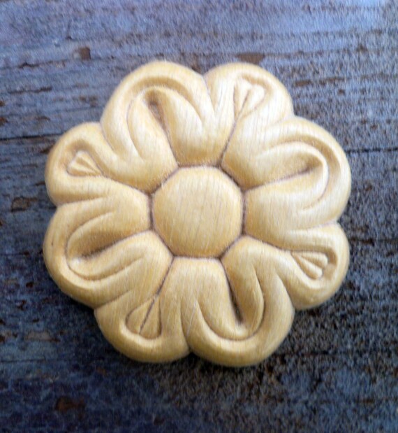 Small Wood Applique Flower Medallion by UrbanHomesteaders on Etsy