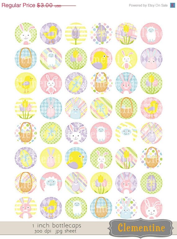 35% OFF SALE Easter bottle cap images, bottlecap images, one inch circles, royalty-free, digital collage sheet-bc120- Instant Download Il_570xn